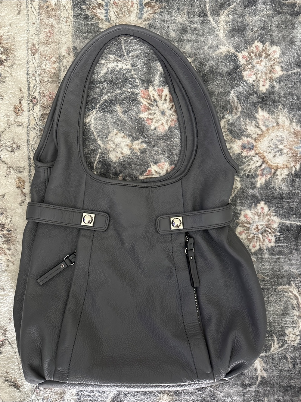 Banana Republic 2009 Charcoal Gray Leather Shoulder Bag
